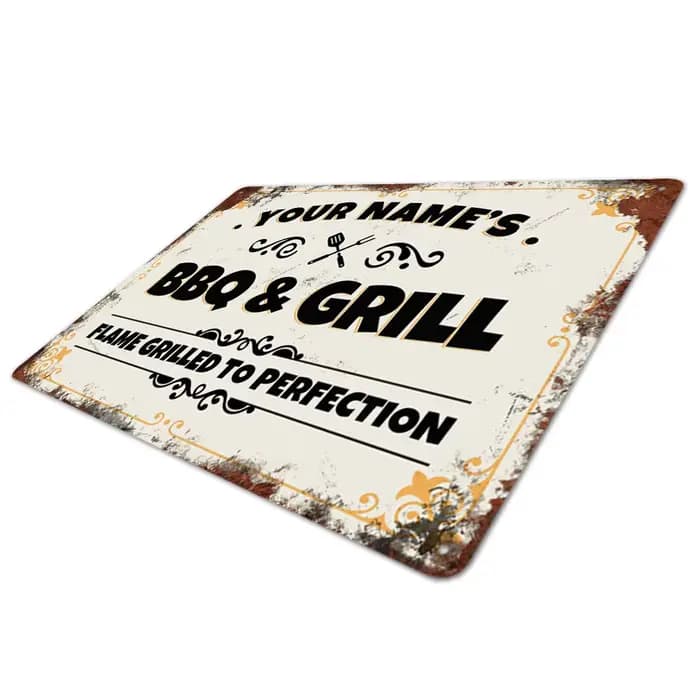 Plaque rétro personnalisée BBQ & Dersl