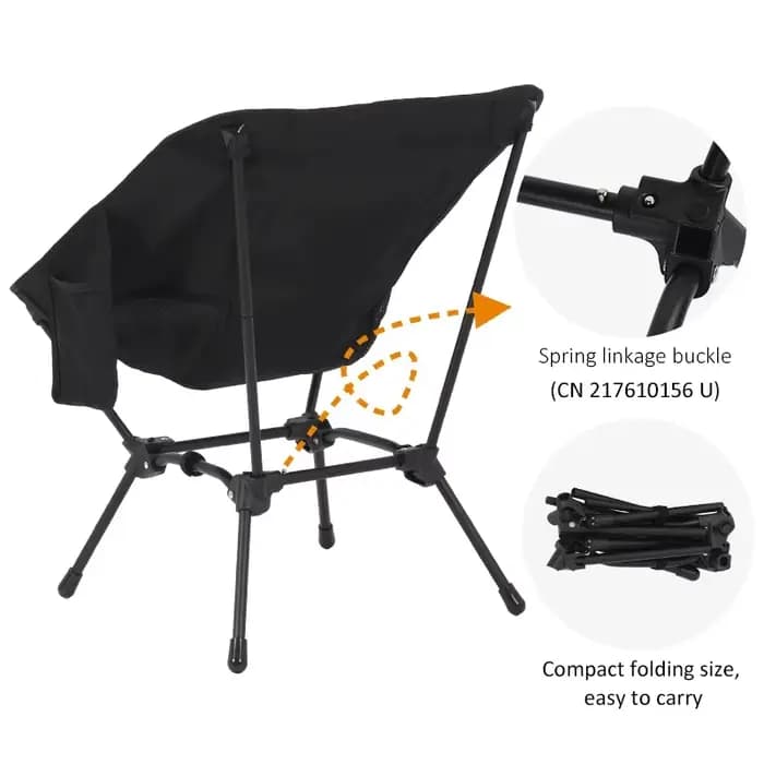 Chaise pliante carrée Stable à quatre coins: forme de croissant en tube de fer léger