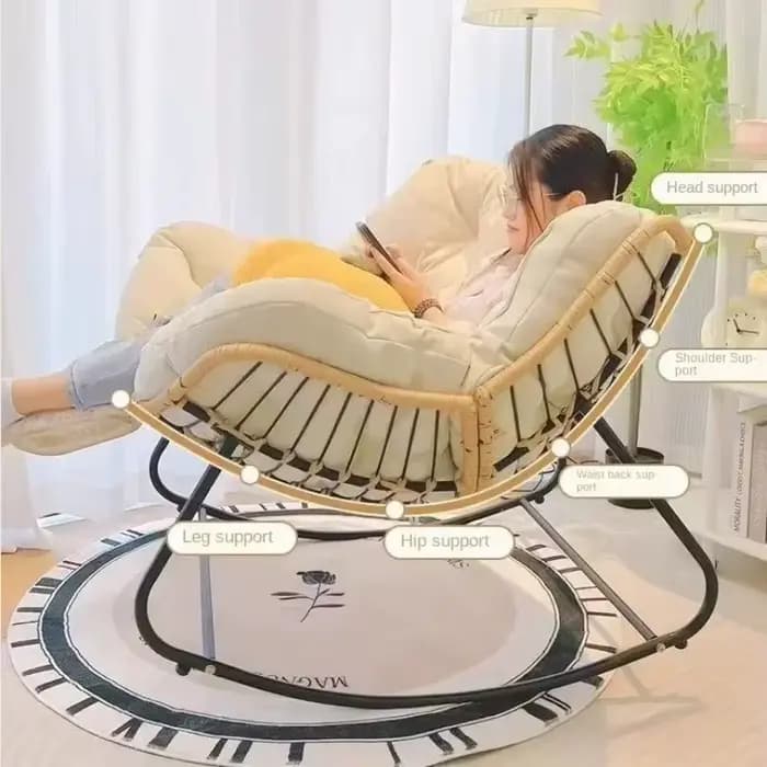 Fauteuil à bascule Papasan en rotin surdimensionné de luxe