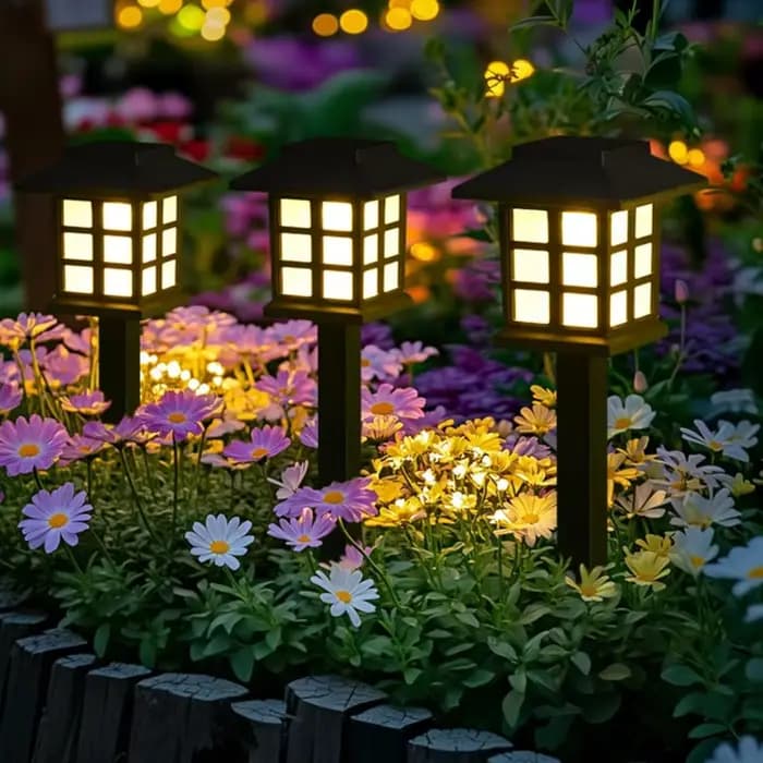 Paquet de 2 lumières solaires de voie lampe solaire extérieure éclairage paysager étanche pour jardin cour Patio passerelle allée Camping décor