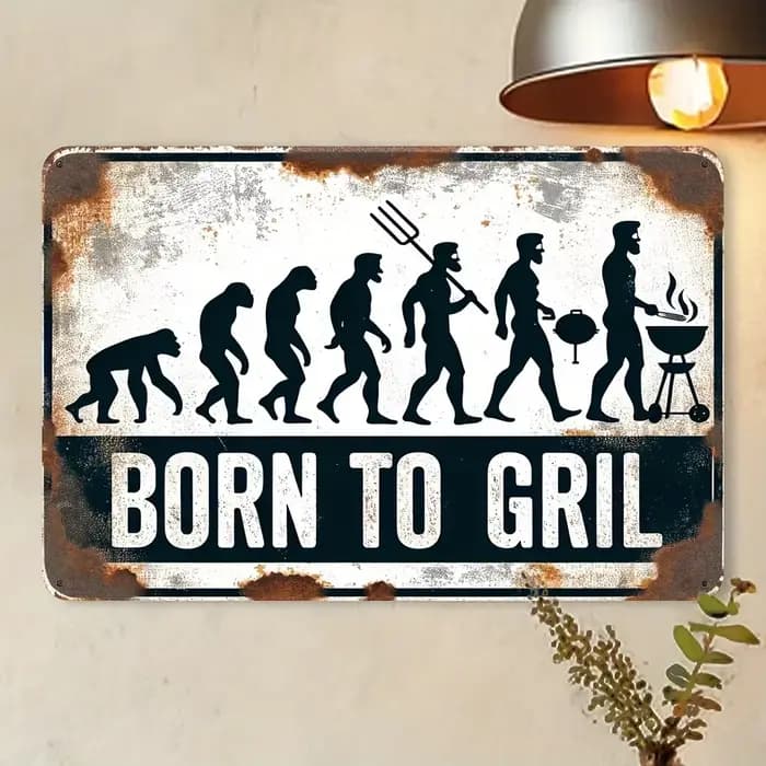 1PC Logo mural vintage en fer pour barbecue - Polyvalent