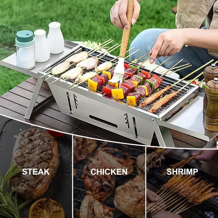 Petit Barbecue Portable Pliable en Acier Inoxydable