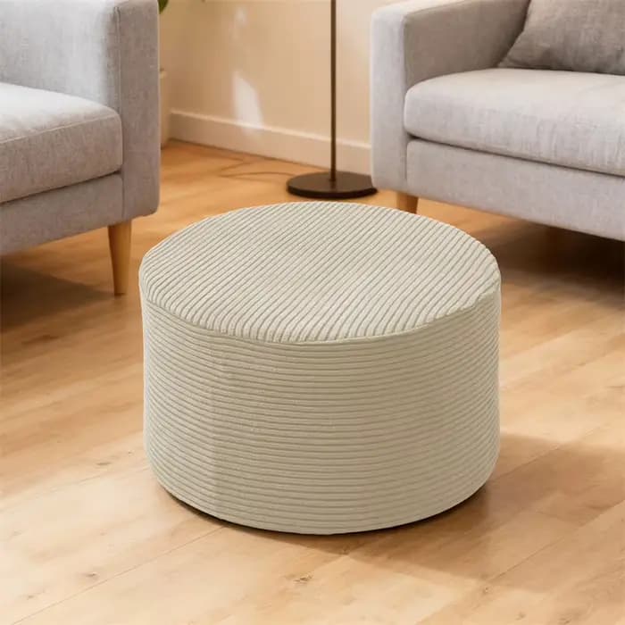 1 Housse de pouf ronde unie anti-salissure extensible pour repose-pieds de canapé et tabouret