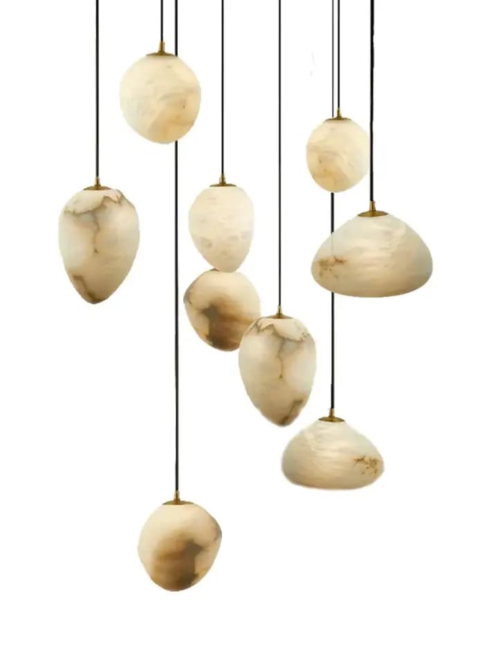 Lustre LED moderne de luxe en marbre irrégulier pour salon, suspension luminaire pour restaurant, chevet, bar, escalier