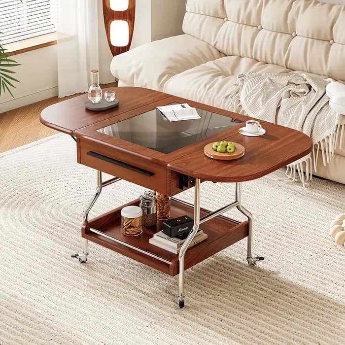 Tables basses rustiques Premium, rangement esthétique classique, Tables basses pliables, Design à roulettes, meubles de Salon Basse