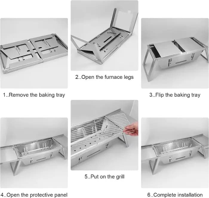 Petit Barbecue Portable Pliable en Acier Inoxydable