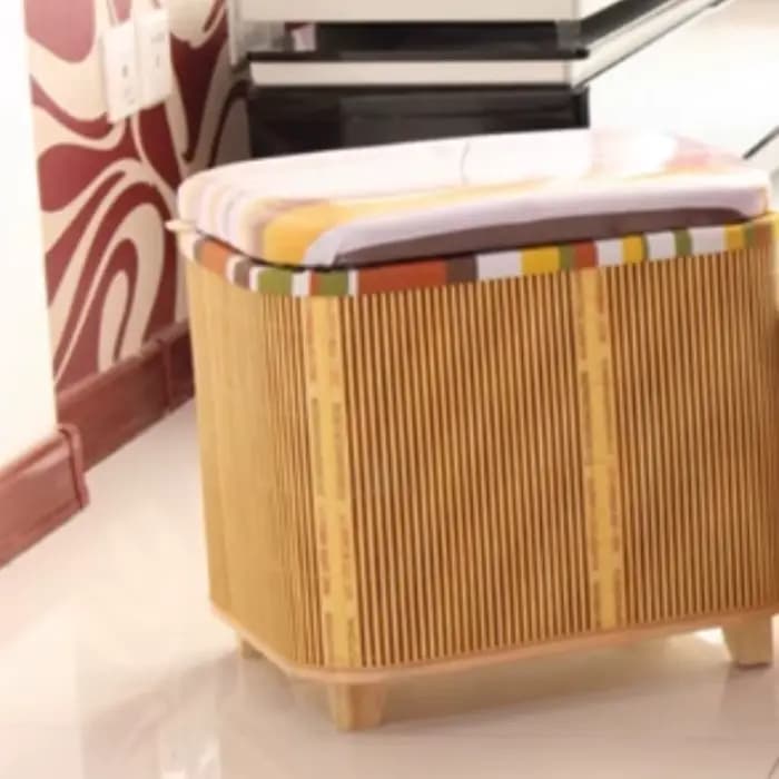 Tabouret de rangement tissé en bambou écologique
