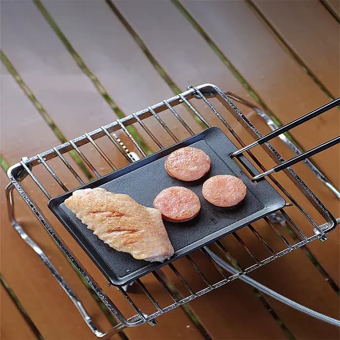 Mini plaque rectangulaire en fer portable, poêle à steak, antiarina, camping, extérieur, coréen, petite plaque, viande