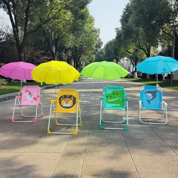Chaise d'extérieur portable pour enfants avec parasol