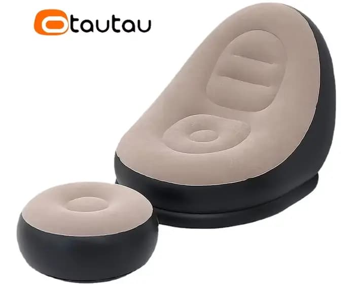 Chaise longue gonflable avec repose-pieds