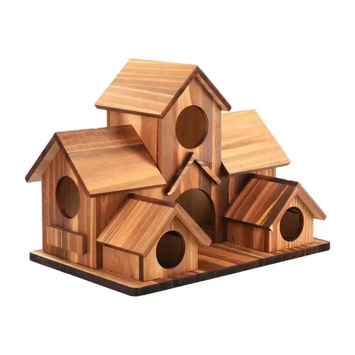 Nichoir en bois pour oiseaux à 5 trous