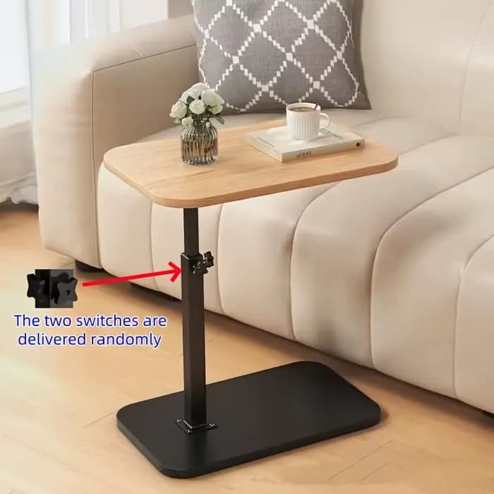 Table à hauteur réglable - avec plateau en bois, table d'appoint de canapé portable, adaptée au café, au bureau et à l'intérieur/à l'extérieur