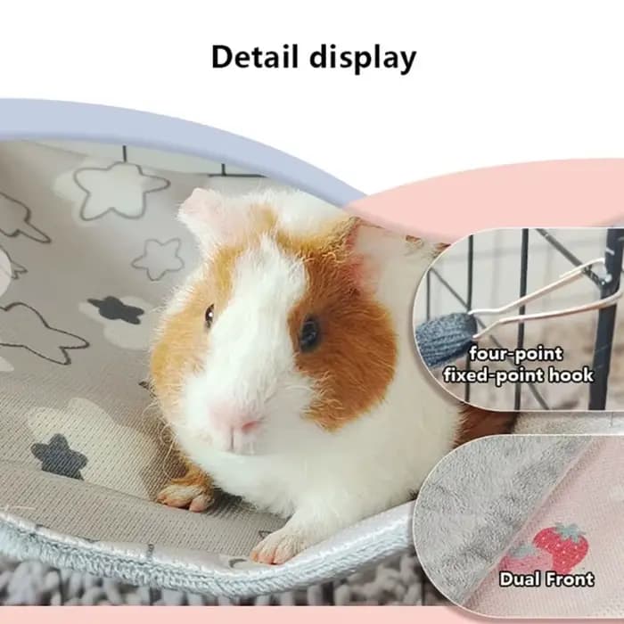 Hamac créatif Double face pour cochon d'inde, hamac pour Hamster en soie glacée, respectueux de la peau, 4 crochets suspendus, petites fournitures pour animaux de compagnie