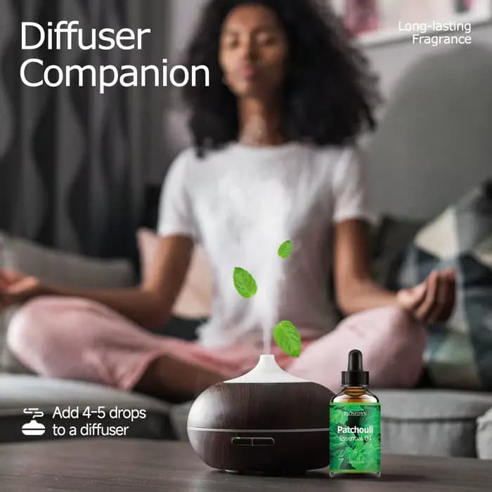 Huile essentielle de patchouli, pour soins de santé, massage corporel et soins capillaires, hydratant et intensément hydratant.