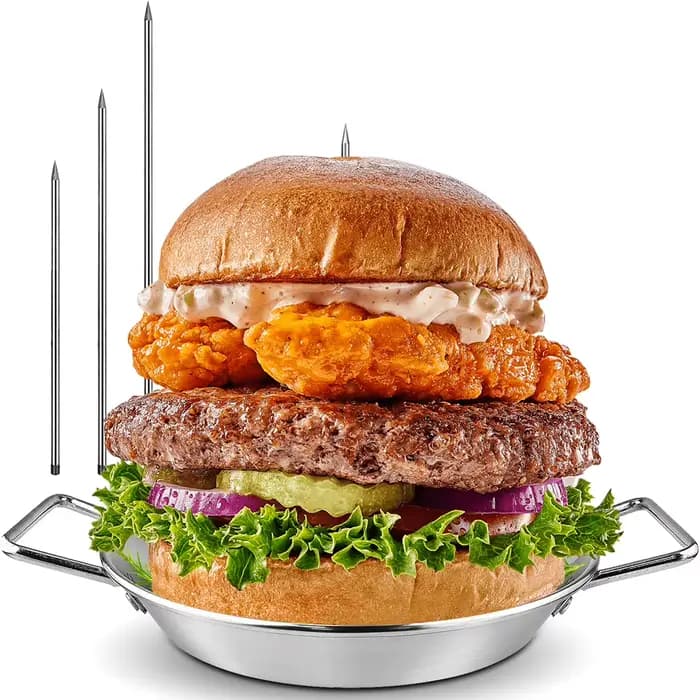Support de grillade vertical avec brochettes amovibles en acier inoxydable