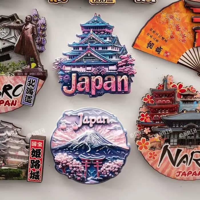 Aimant de réfrigérateur Souvenir de voyage japonais, Attraction touristique de ville, décoration de maison, autocollants en résine de tilleul, cadeaux créatifs du japon