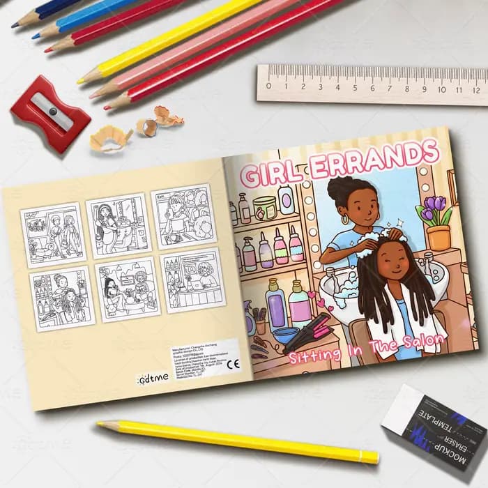    GIRL ERRANDS assis dans le salon, livre de coloriage audacieux et facile pour adultes, livre de dessin mignon, cadeau parfait pour fête et anniversaire