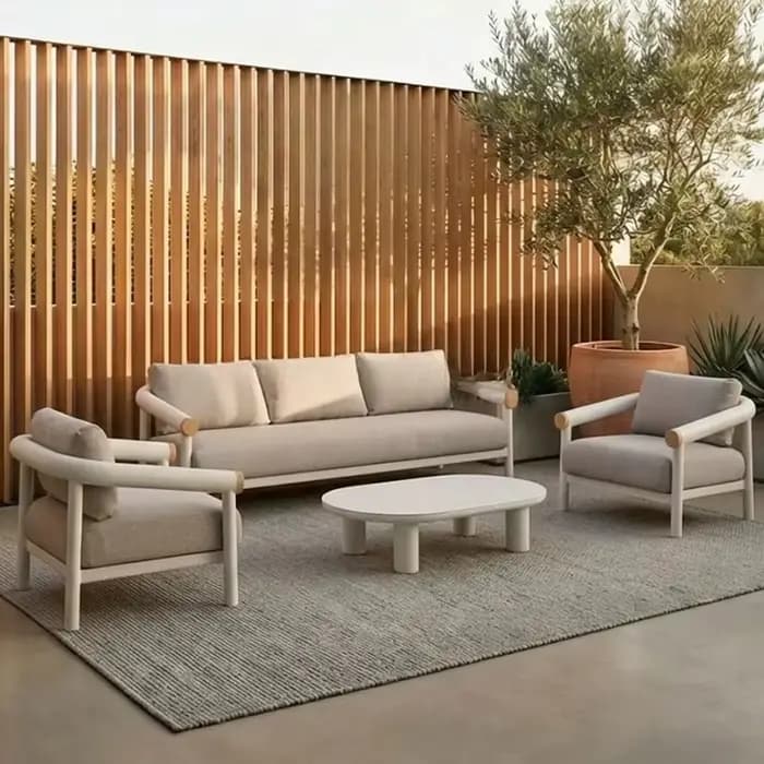 # Canapé d'extérieur en alliage d'aluminium pour villa, cour, patio, jardin, mobilier de loisirs, imperméable et résistant aux UV, pour hôtels et complexes hôteliers, avec table basse