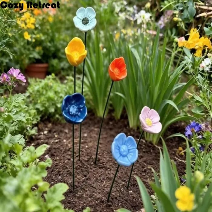 Abreuvoir de jardin en résine en forme de fleur