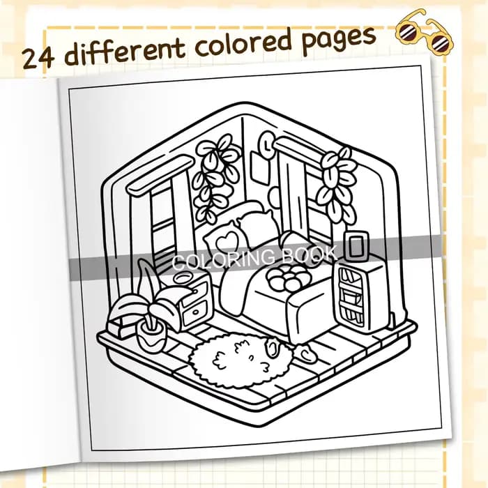 LOVELY ROOM Livre de coloriage pour adultes, motifs de dessins animés audacieux et faciles, livre d'art de peinture et de dessin DIY pour la relaxation et le soulagement du stress