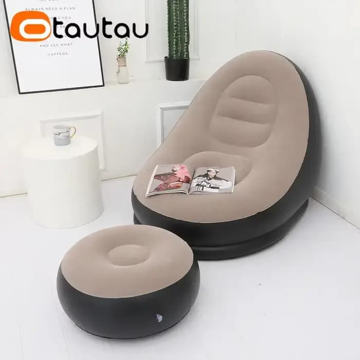 Chaise longue gonflable avec repose-pieds