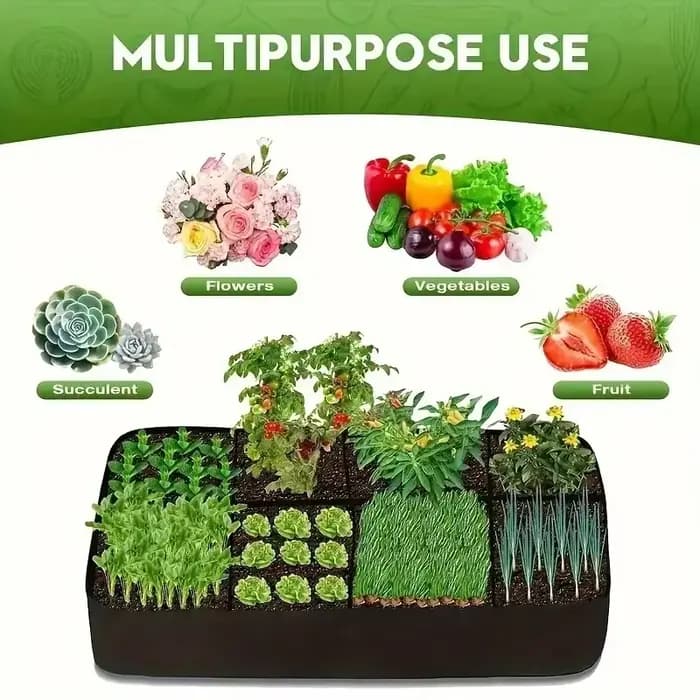 Jardinière surélevée en tissu à 8 compartiments