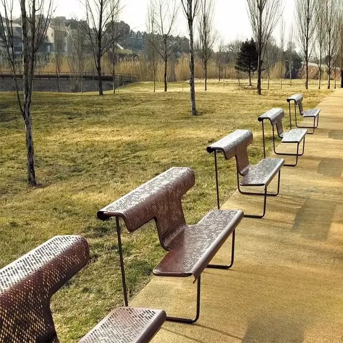 Meubles urbains extérieurs banc extérieur en métal marron