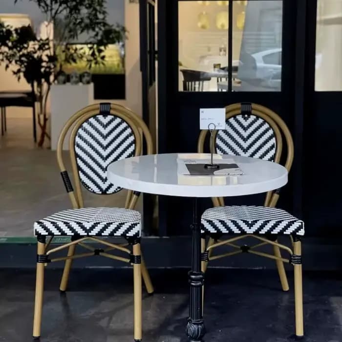 Chaise de salle à manger française pour café, restaurant vintage, siège en métal, chaise de jardin en PE imitation lierre pour cour, chaises rustiques pour balcon