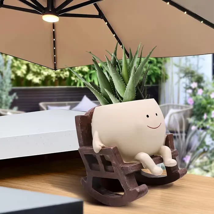 Mini pot de fleur en résine pour chaise à bascule