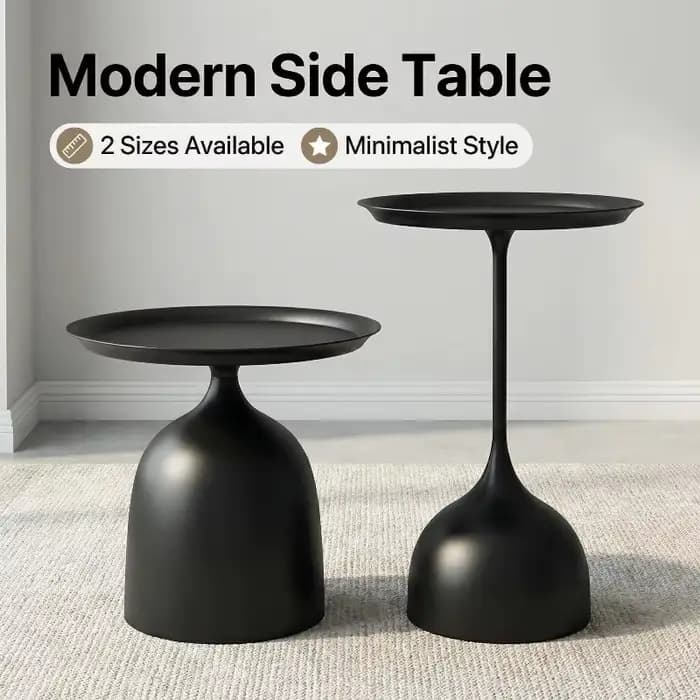 Table d'angle noire moderne et minimaliste pour salon