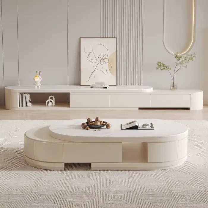Table basse ovale moderne extensible et réglable