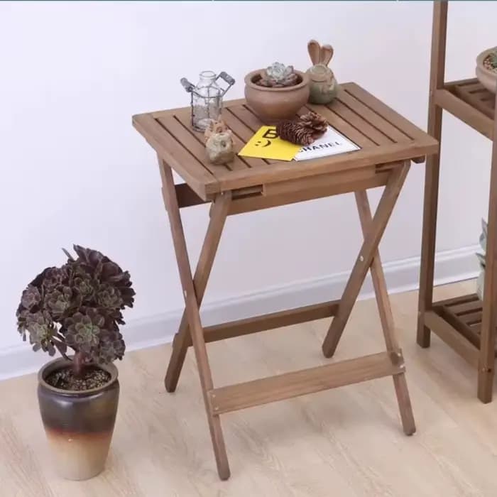 Table à thé pliante en bois massif