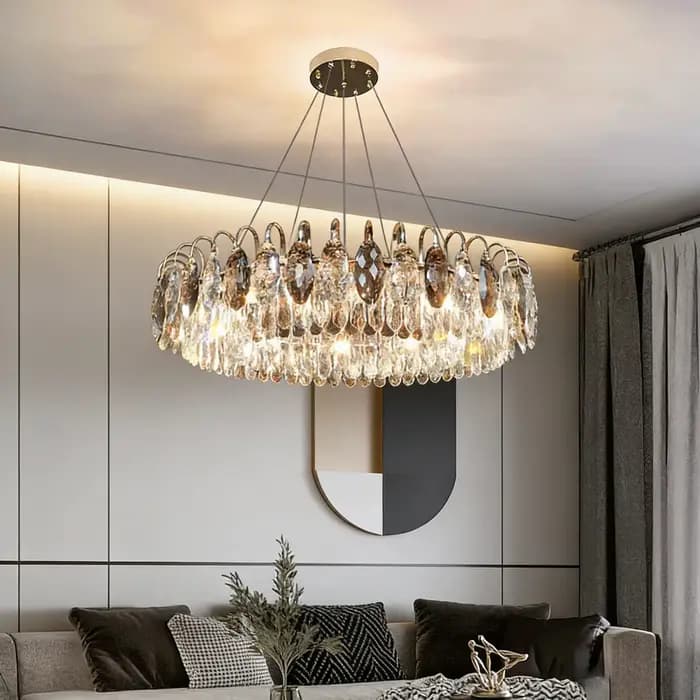 Lustre doré de luxe, lampe suspendue moderne en cristal pour salle à manger, salon, chambre, hôtel, hall.