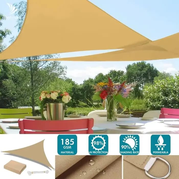 Abri solaire triangulaire étanche avec cordes, auvent extérieur de taille 3x3x3M, pare-soleil triangulaire Portable Durable pour zone de piscine