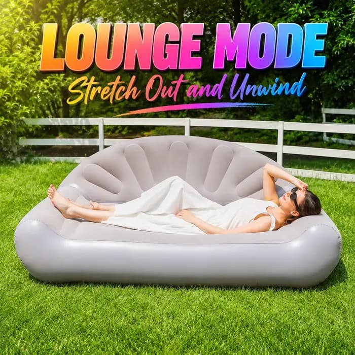 1PC Canapé Gonflable d'Extérieur, Chaise Longue Gonflable Portable, Canapé-Lit Floqué pour Jardin, Patio, Plage, Camping
