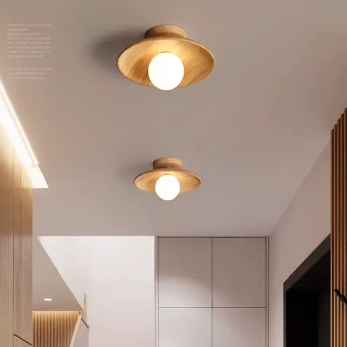Plafonnier rond en bois plafonnier nordique pour vestiaire chambre salle d'étude couloir décor à la maison éclairage intérieur 12W LED lustres de plafond suspension luminaire plafond lustre chambre ob