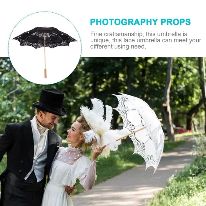 Parasol en dentelle brodé de grande taille