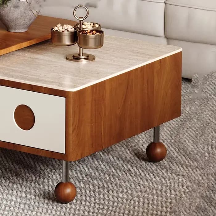 Tables basses rectangulaires extensibles avec rangement