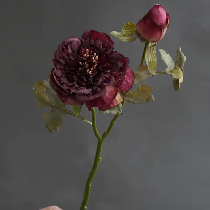 1PC pivoine rétro fleur artificielle luxe pivoine peinture à l'huile vent salon maison ornement décoration fleur