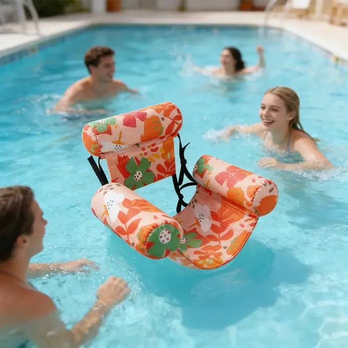 Chaise flottante gonflable avec dossier, hamac flottant pliable, siège flottant pour piscine, plage et fêtes au lac
