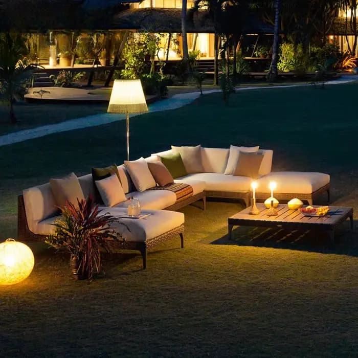 Mobilier d'extérieur canapé en rotin combinaison salon