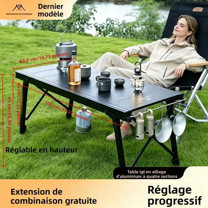 Table de camping pliante IGT, table de cuisson portable IGT pour l'extérieur, 3-5 tables, meubles de camping, table de jardin, table de pique-nique