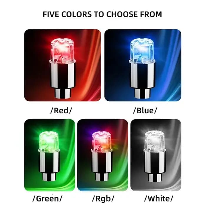 Bouchons de Valve de pneu de roue de moto et de voiture, lumières LED colorées, couvercle de Valve de vélo universel anti-poussière, 4 pièces