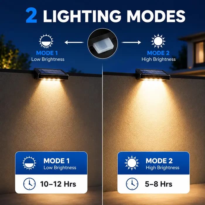 Paquet de 2 appliques murales solaires 4 LED lumières de clôture solaire