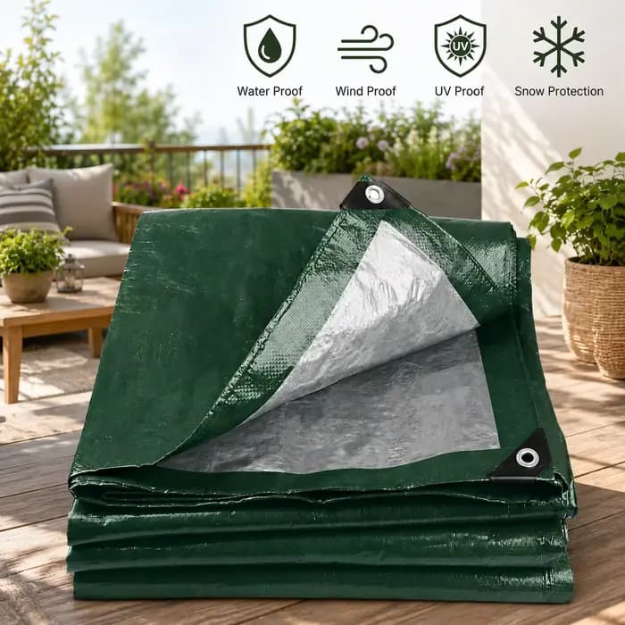 Bâche imperméable robuste pour l'extérieur, résistante aux déchirures, en PE, avec œillets renforcés pour le mobilier de jardin