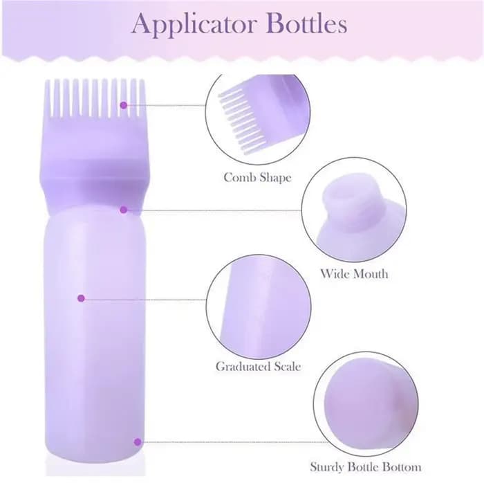    Bouteille applicatrice d'huile capillaire 3 couleurs avec peigne à racines, idéale pour la coloration des cheveux en salon de coiffure et les fournitures de coloration pour coiffeurs