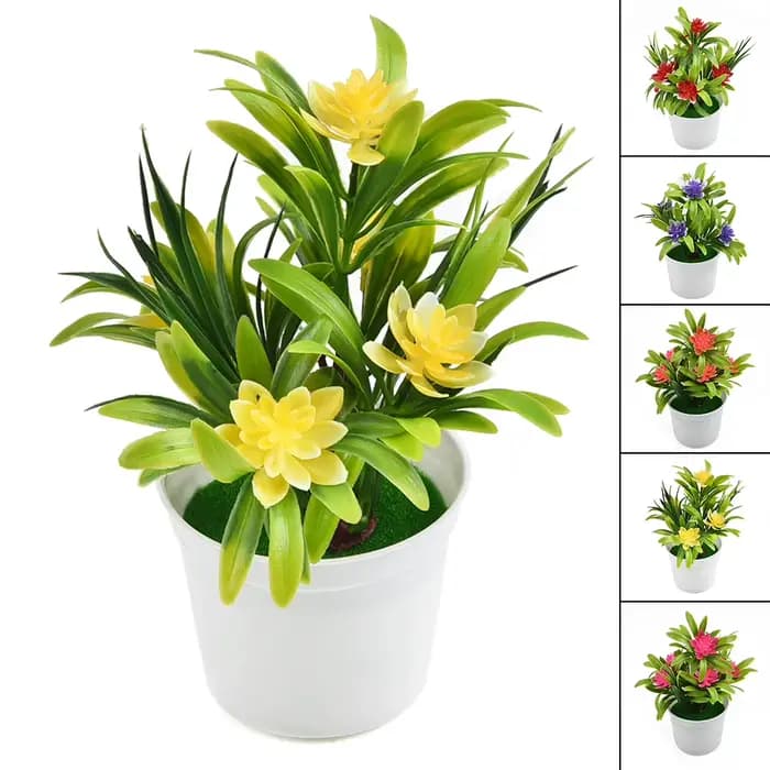 Pot de plantes à fleurs artificielles, simulation de fausses fleurs en plastique, décoration de maison et de bureau, bonsaï de bureau, ornements de balcon pour fête de mariage