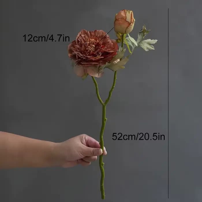 1PC pivoine rétro fleur artificielle luxe pivoine peinture à l'huile vent salon maison ornement décoration fleur