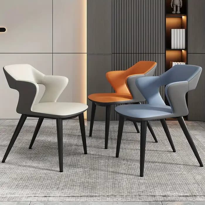 Chaise de salle à manger en cuir de Style français avec dossier