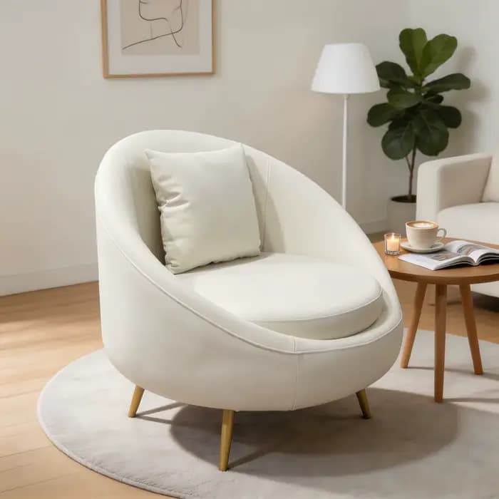 Fauteuil d'appoint blanc crème avec coussin